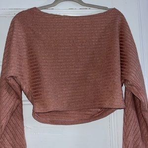 Zaful light pink cropped long sleeve shirt. Size small